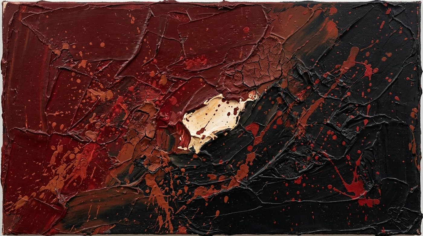 Abstract painting in thick palette-knife impasto