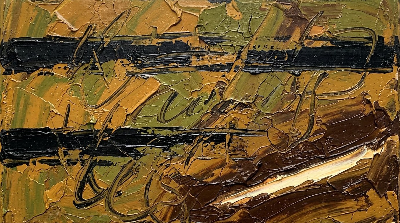 Abstract painting in thick palette-knife impasto
