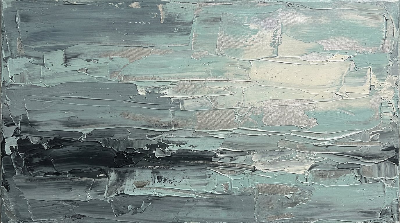 Abstract painting in thick palette-knife impasto